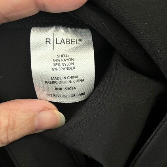 R Label Size L Stretch Slim Leg Ankle Dress Pants Black Office Career Workwear - Picture 4 of 5